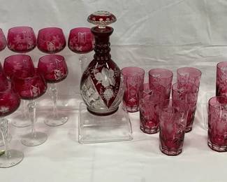 Vintage Burgundy Lausitzer Glasses