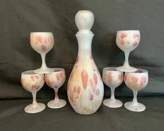 Frosted HandBlown Glass Decanter Set