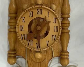 Vintage Wooden Clock By J. Moninex