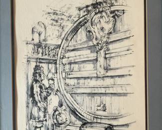 Vintage Framed Ink Drawings