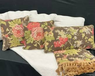 White And Floral Linens And Pillows