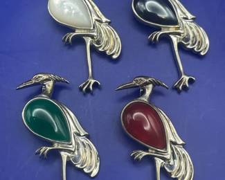 925 Vintage Crane Pins
