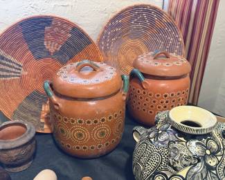 Mexican ceramic jar,  jaguar pot, wedding baskets