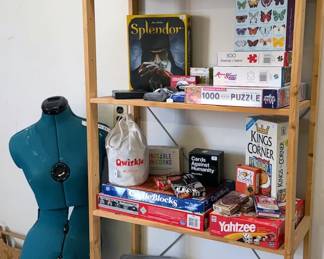 Assorted games: Yahtzee, Monopoly, Score Four; puzzles