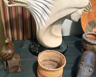Adrian Wall  (Jemez) alabaster eagle sculpture  + decor