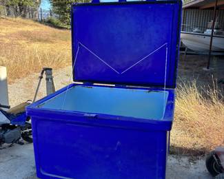Giant ice chest heavy duty is approximately 5 feet wide 4 foot long and 3 1/2 foot deep
