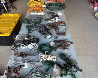 a full two tables of extension cords and extension light