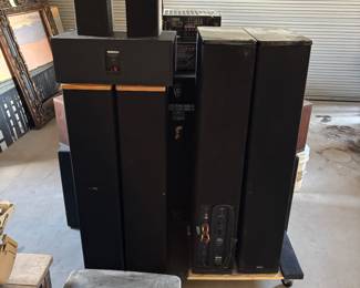 More pictures of the stereo these right here are all definitive towers speakers with bases built into the bottom