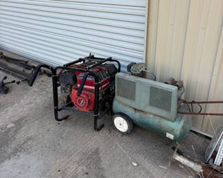 Generac generator that does work. It has two flat tires. And it needs a pool cord air compressor.