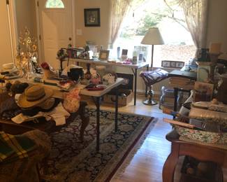 Rooms full of items on tables in almost every room