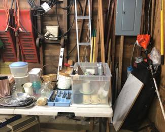 Lots of stuff everywhere you look. (Nice Gas Powered Echo Weed Whacker)