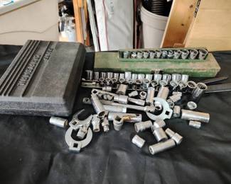 Assorted Lot of 3 8 Drive Deep Sockets with Ratchets