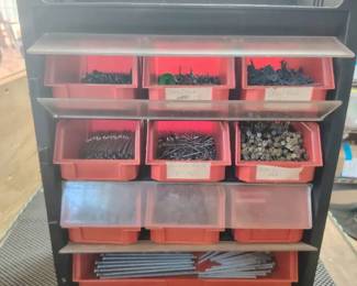 Organizer Cabinet with Assorted Nails and Screws