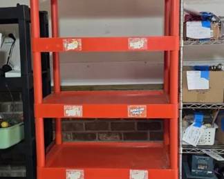 7 Tier Orange Plastic Rolling Cart