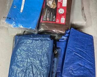 Bundle Of Assorted Tarps And Plastic Covering
