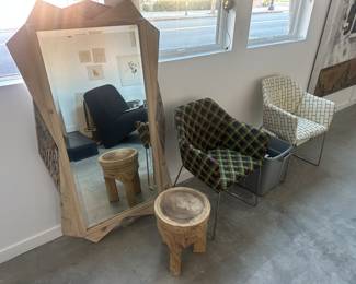 custom wood mirror, bb italia chairs