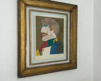 framed lithograph inside an 18th century french frame 