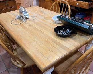 Butcher block table and chairs