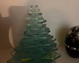 Contemporary glass, art sculpture designed like a Christmas tree