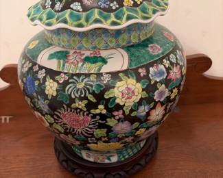 Large cloisonné lidded jar  1950s
