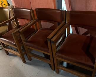 Leather and wood chairs