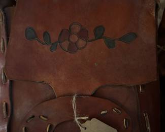 Floral design leather bag  from the 1960s