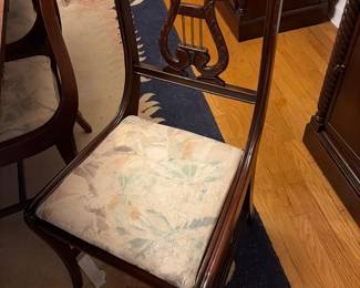 Vintage mahogany lyre back dinning room  chairs