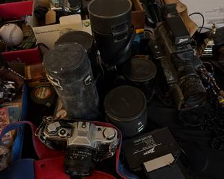 Assorted cameras and lenses