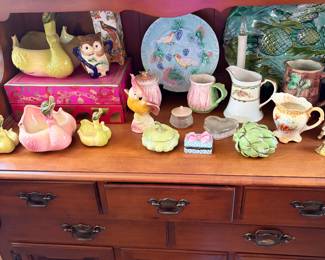 Majolica and a flock of vintage ducks