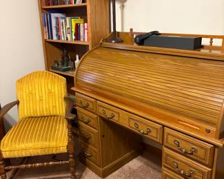 get down to business with this roomy roll top desk