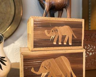 Hand carved wood boxes / trinket boxes