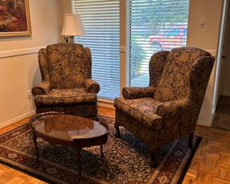 Wingback chairs and rugs