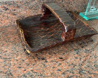 Hand carved wood basket