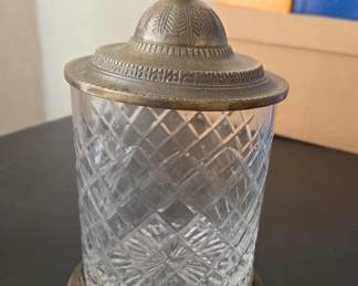 Vintage Clear Glass Storage Jar with Metal Lid - Ideal for storing dry goods, crafting supplies, or simply adding retro flair to your kitchen counter.