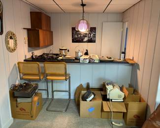 vintage barstools and barware