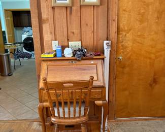 oak drop down desk and chair