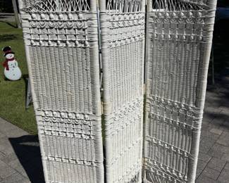 3 piece white wicker room divider $150.00.