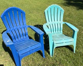 Plastic Adarondack chairs $10 & $12