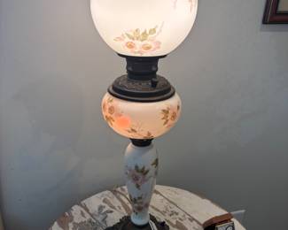 Antique Globe lamp $325.00
7.5” base 29” t