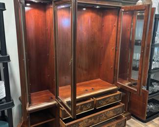 Francher Asian inspired 2 piece China Cabinet 4 drawers 2 cabinets $1,200.00. 67.5”w 17”d 84”t