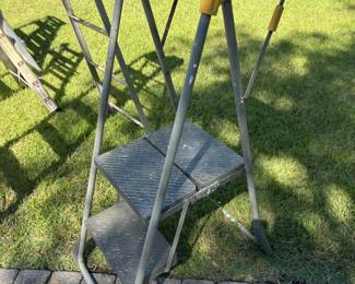 Ladders: step ladder $30, 6’ Aluminum $30, 10’ adjust gorilla $175.00, Werner 25’ adjust $250