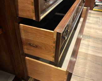 Francher Asian inspired 2 piece China Cabinet 4 drawers 2 cabinets $1,200.00. 67.5”w 17”d 84”t