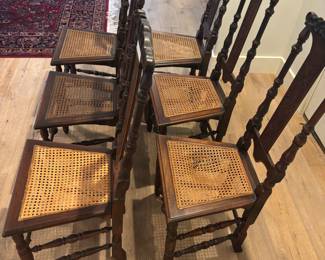 6) Cane bottom chairs (2 w issues)
$500.00 set 17.5”w 15”d 41.5”t