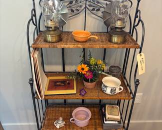 Wicker & Metal Bakers rack $95.00
26”w 12.5”d 59”t