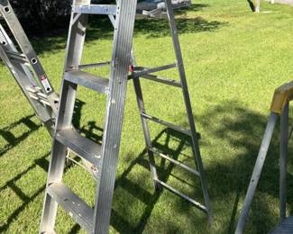 Ladders: step ladder $30, 6’ Aluminum $30, 10’ adjust gorilla $175.00, Werner 25’ adjust $250