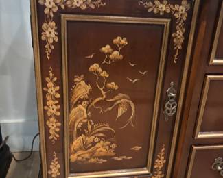 Francher Asian inspired 2 piece China Cabinet 4 drawers 2 cabinets $1,200.00. 67.5”w 17”d 84”t