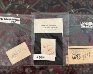 Autographs: Dale Robertson $25,
Jerry Lewis $ 75, Bob Hope $60