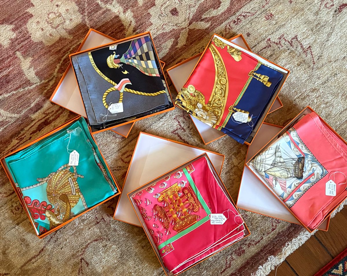 Hermes scarves in boxes (also some without boxes)