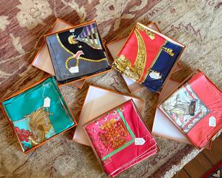 Hermes scarves in boxes (also some without boxes)