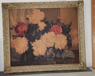 Vintage Still Life Floral Print & Frame